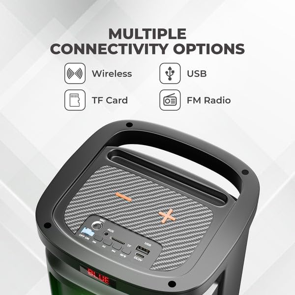 Image of UBON Rockstar SP-38 30W Bluetooth Party Speaker with Wireless Mic | Karaoke Mode | 10-Hour Battery | RGB Lights | Remote Control | Multi Connectivity Mode (Black)