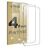 Lemxiee Pellicola Vetro Temperato con iphone 15 Pro Max [2+1+1 Pezzi] HD Vetro Temperato Protezioni...