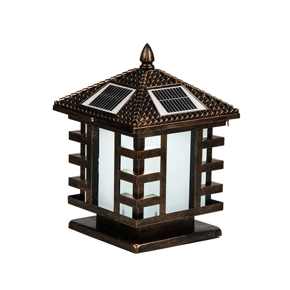 Lampada Solare a Colonna Quadrata per Esterni a LED da 9 W IP65 Impermeabile Recinzione per Patio Parete in Alluminio Lanterna per Esterni Terrazza Villa Cortile Paesaggio Prato Strada Vetro Stigma