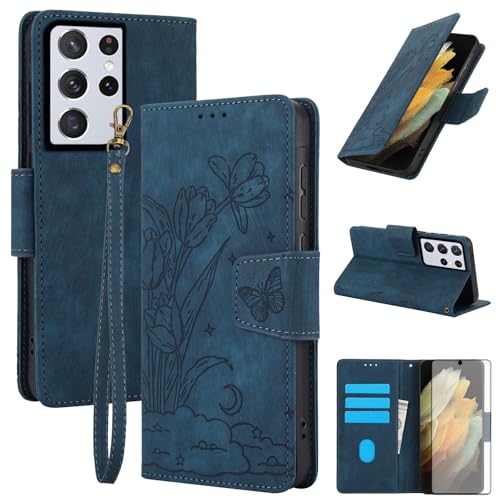 Samsung S21 Ultra coque rabat porte-carte étui protection verre trempé