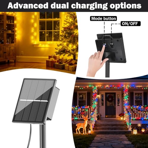 Dolucky 4 Paquete Guirnaldas Luces Exterior Solar, 10M Totale 400LED Luces Navidad Exterior Solares, 8 Modos Impermeable Cadena de Luces Solares para Jardín Terraza Patio Navidad Decor, Blanco Cálido - imagen 3