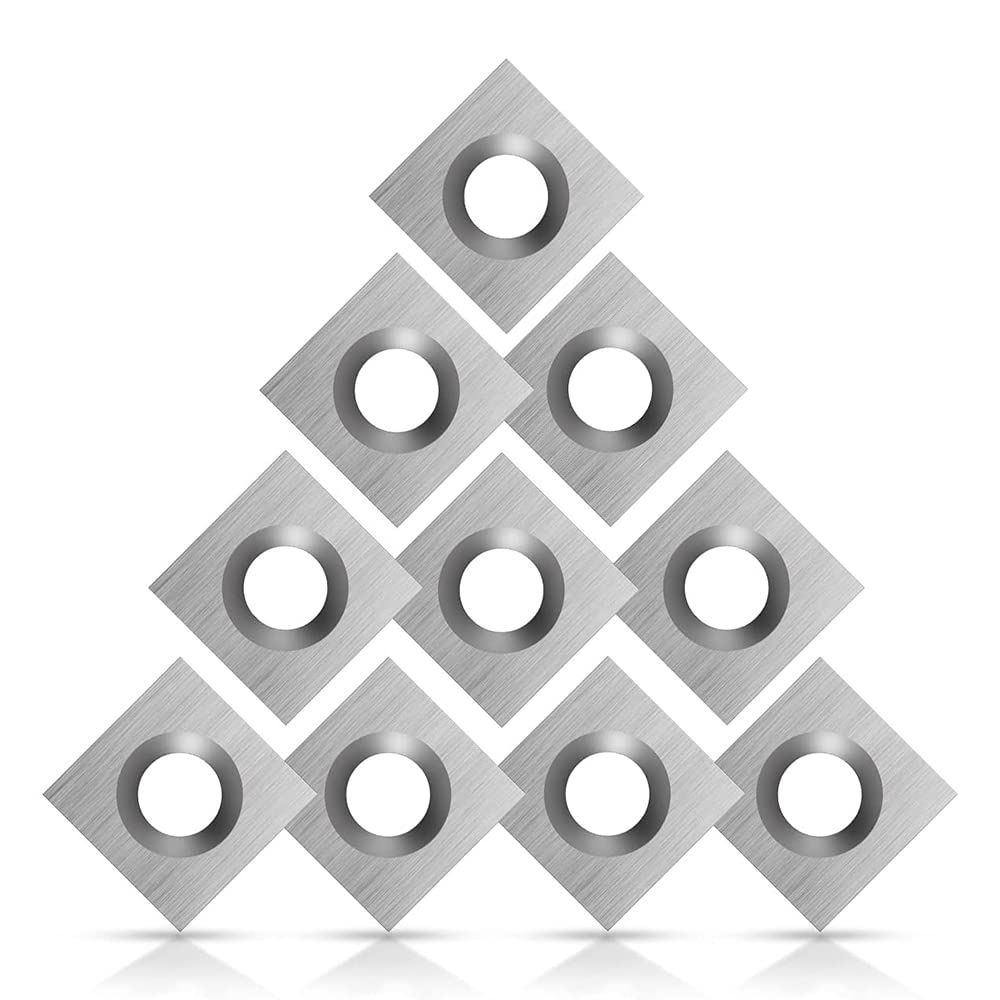 10 PièCes en Carbure de Bois InsèRe des Fraises pour Outil de Tournage de Tour à Bois 11X11X2.0Mm-30° Jeu D'Outils de Tournage sur Bois Match, Argent