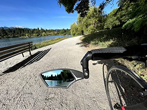 Hafny New Bar End Bike Mirror, Hd Automotive Grade Glass Lens, Large Surface, Shatterproof, Multi-Angle Adjustable, E-Bike Mirrors (Hf-M900Lb-Fr08 (Left Side, Blue Glass)) #TOP4