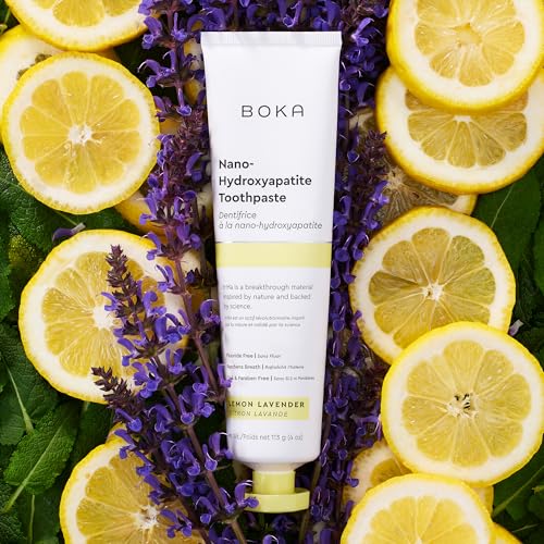 Image of Boka Fluoride Free Toothpaste, Nano Hydroxyapatite Toothpaste, Appropriate for Sensitive Teeth - for Adult Oral Care - Lemon Lavender Flavor, 4 Fl Oz 3Pk