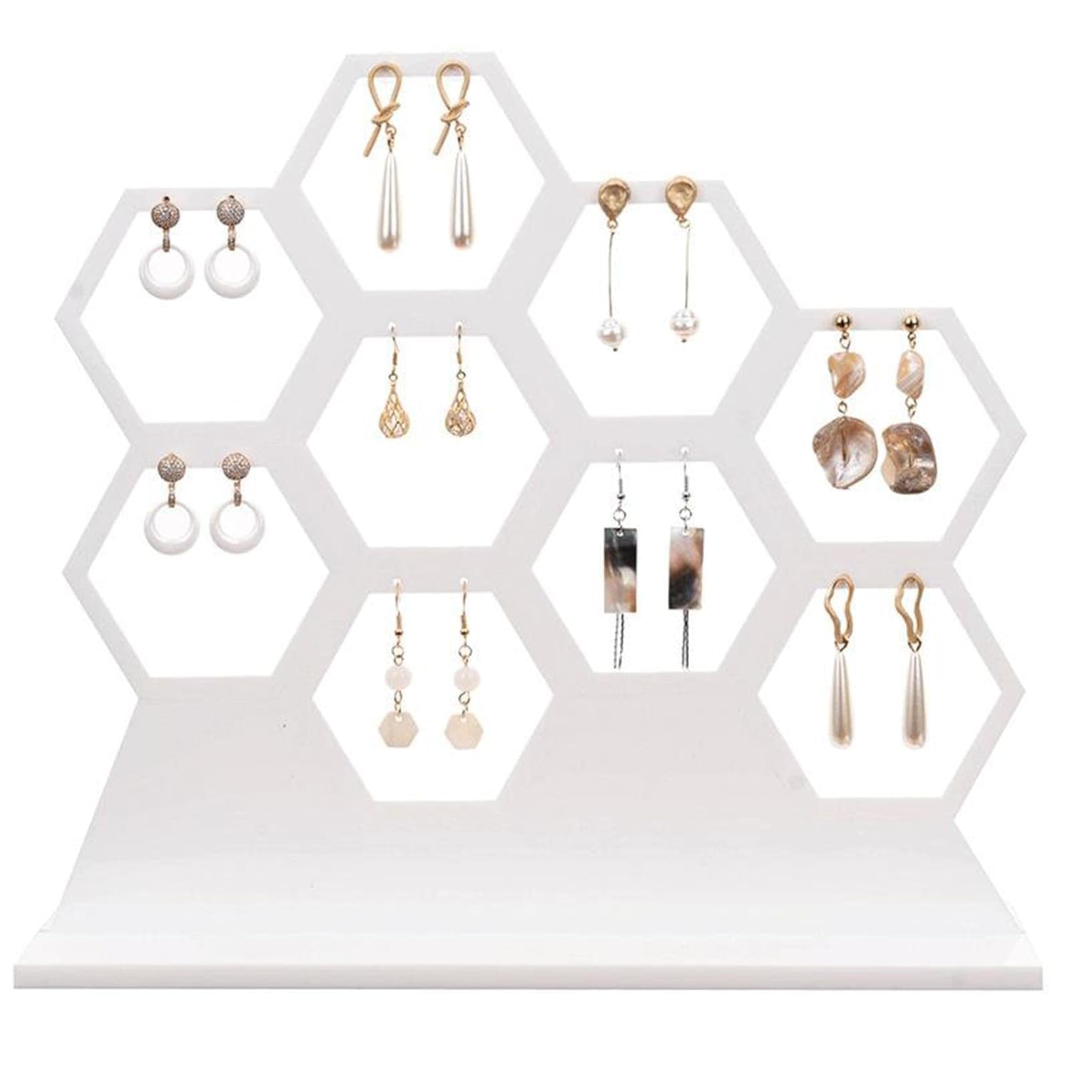 FANASSYY Acrylic Honeycomb Ear Organizer Stand Ear Studs Display Stands for Shows Acrylic Stud Earring Stand Display Clear Earrings Organizer Jewelry Organizer Display Props (White) (B09PDMCXDF) Amazon Price History, Amazon Price Tracker