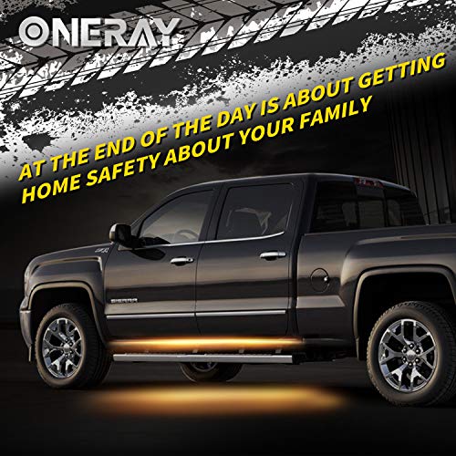 Oneray 2Pcs 70Inch Ip68 Led Running Board Light Truck Side Marker White & Amber Turn Signal Flexible Step Strip Lights Combo Kit For Trucks Pickup Suv #TOP7
