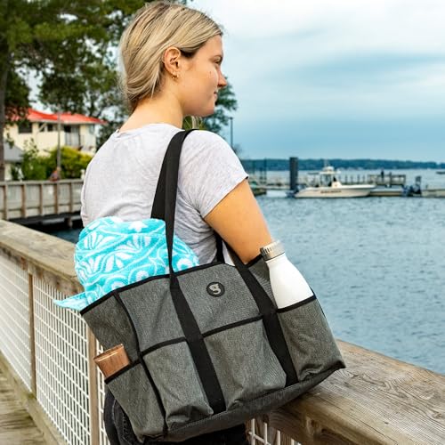 geckobrands 8 Pocket Tote - Utility Travel Swimming Pool Tote Duffle Bag for Gym, Shopping, and Everyday Use4