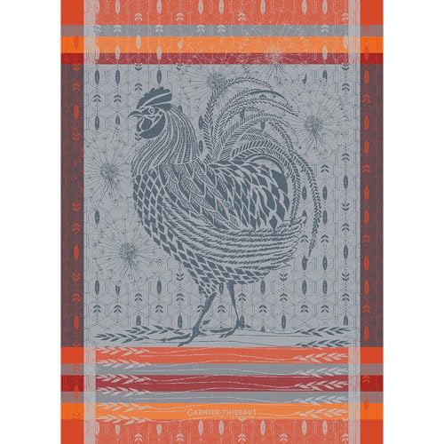Garnier Thiebaut Coq Design Orange French Jacquard Kitchen Towel 22