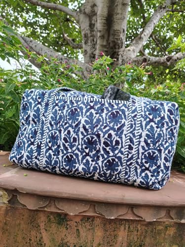 Indian Cotton Quilted Duffle Bags,Beautiful Block Print Quilted Bag,Weekender Bags,Handmade Colorful Travel Overnight Bags For Women Gifts2