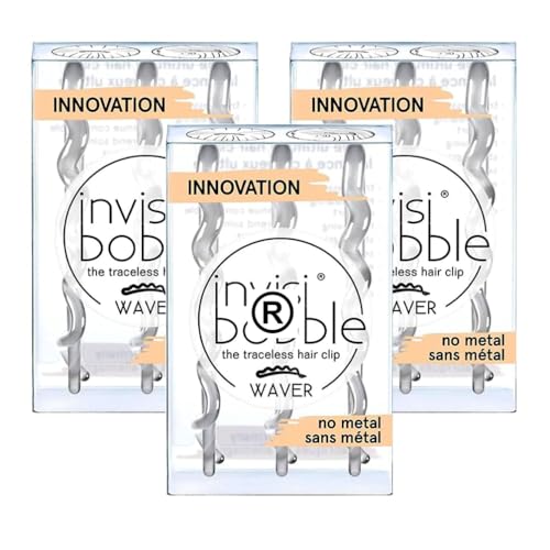 9 x Invisibobble Waver Crystal Clear Strong Grip Hair Clips for Women and Girls | Secure Close & Non-Slip | Styling Sectioning Hair Clips Suitable For Thick and Thin Hair | Small
