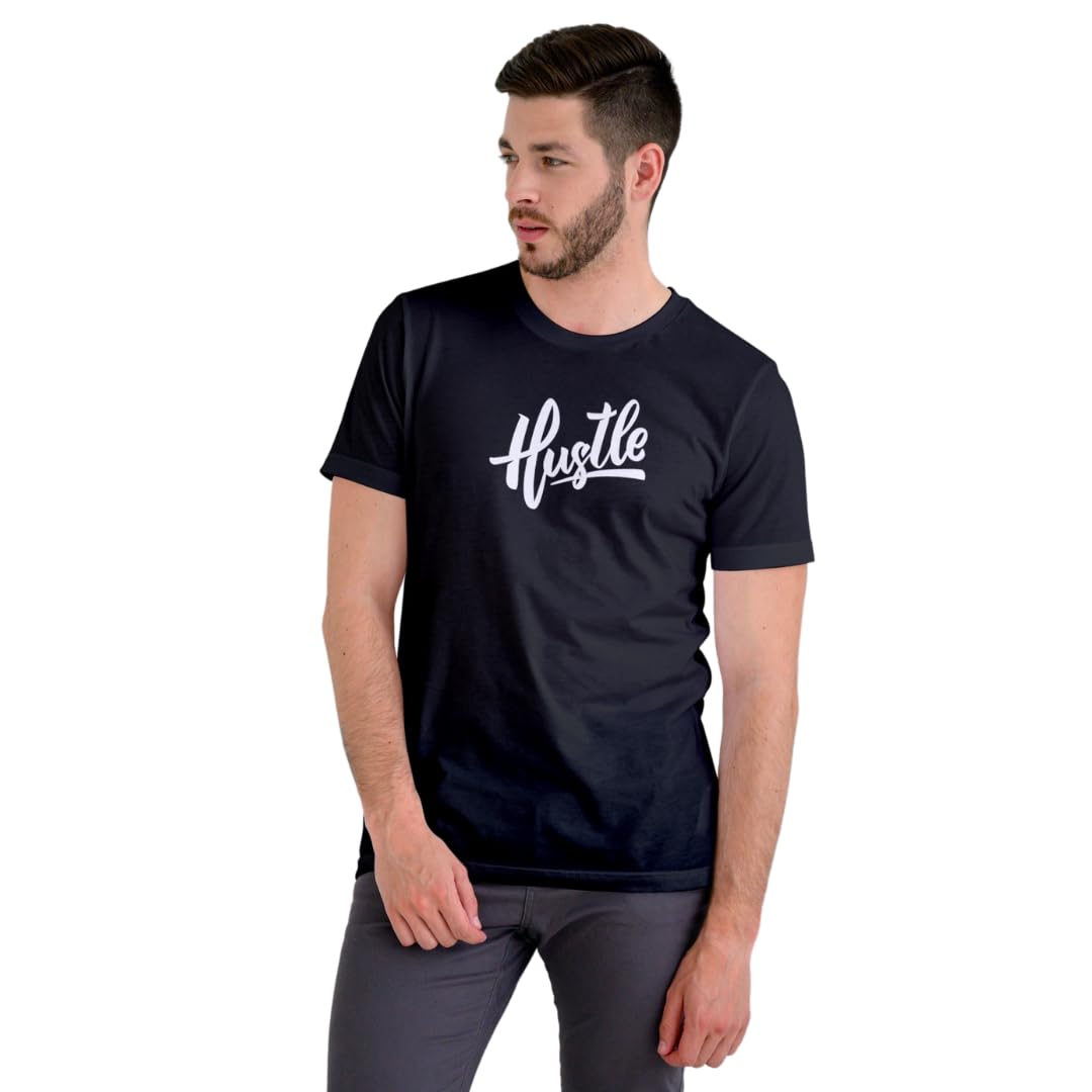 Men MantraHustle Printed 100% Cotton T-Shirt for Men - Regular Fit, Round Neck, Half Sleeves