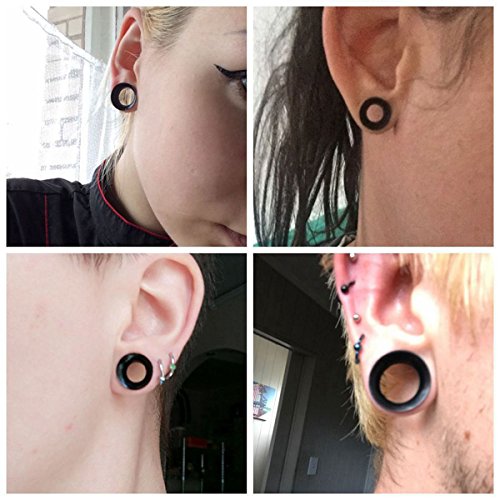 JDXN Acrylic Ear Stretching Kit Tapers Plugs Silicone Tunnels Gauges Expander 14G-00G Jewelry 50 Pieces Set (Black) - Thumbnail 7