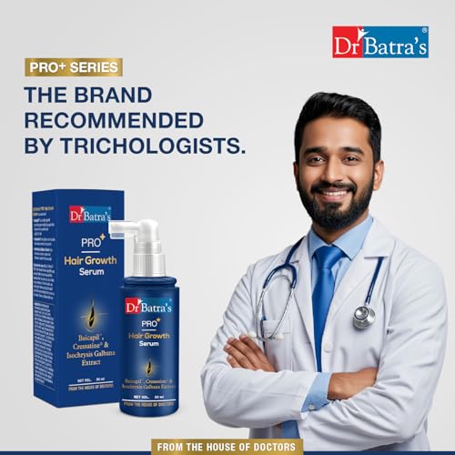 Image of Dr Batra's Pro+ Hair Growth Serum 30ml - Clinically Proven Hair Fall Control & Regrowth Formula with Baicapil, Cressatine & Isochrysis Galbana | Redensyl Scalp Serum | Thicker, Stronger, Fuller Hair Non-Greasy | For Men & Women