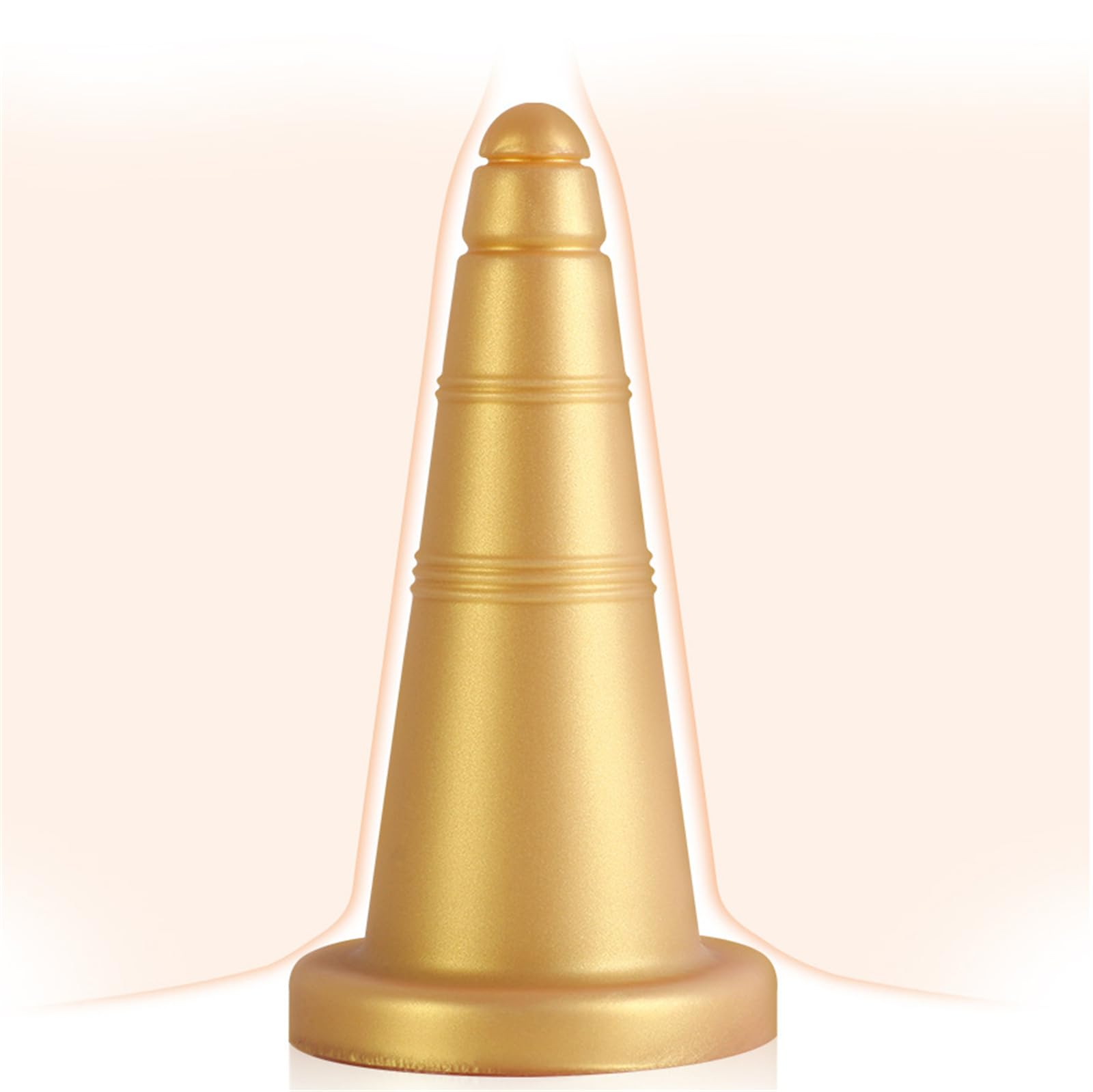 Plug anale conico enorme e spesso, dildo anale in silicone morbido con ventosa, dilatazione della vagina e dell'ano, giocattoli sessuali anali for le donne(Gold,L)