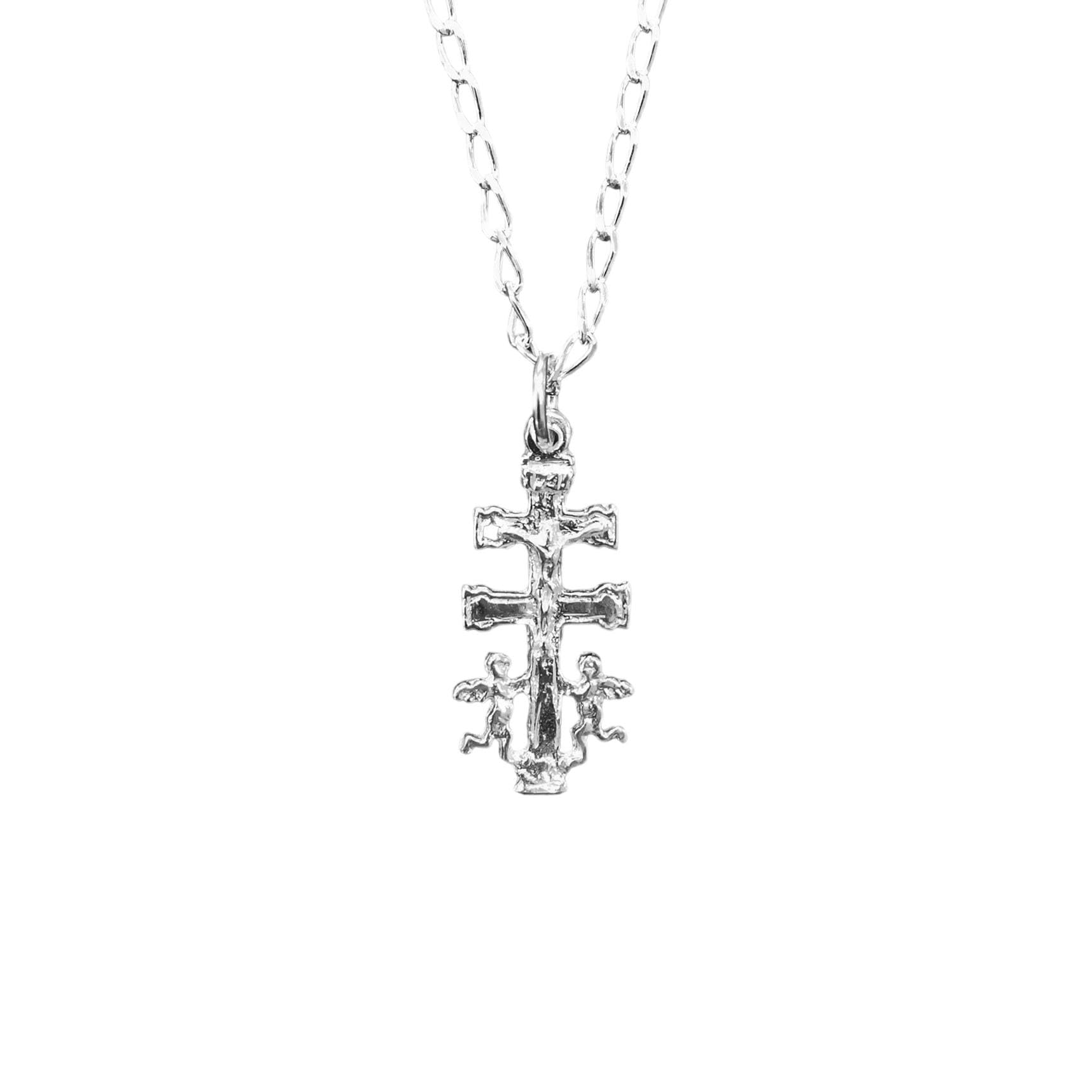 Croce di Caravaca Benedetta | Argento Sterling 925 | Catena da 50 cm | Con Cristo Davanti E La Vergine Dietro | Benedetta Catena D'Argento | Con Angeli Di Protezione | Unisex