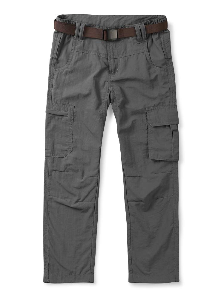 Kids Boys Youth Hiking Pants,Outdoor Travel Safari Quick Dry Lightweight Trousers Grey Tag 160-Age of 9-10