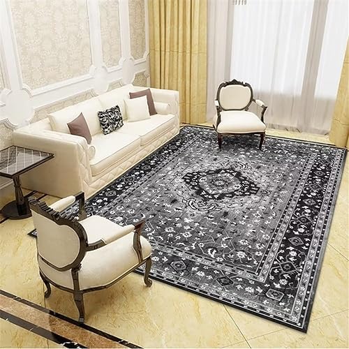 Tapis de salon gris géométrique antidérapant idéal pour balcon