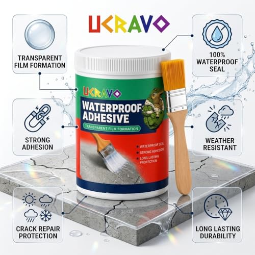 Image of UCRAVO Epoxy Waterproof Glue for Leakage, Transparent Crack Seal Glue 500gm with Brush | Roof Water Leakage Solution | Waterproof Adhesive for Concrete Cracks, Pipes, Bathrooms, Terrace & Outdoor