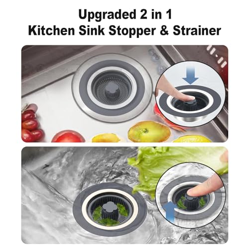 Colador y tapón para fregadero de cocina 3 en 1 miniatura 3