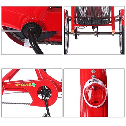 ZFF Mini Adult Tricycle Foldable with Basket and Back Seat 16inch 3 Wheeled Bicycle Cruise Bike for Men Women Recreation Shopping Exercise Red