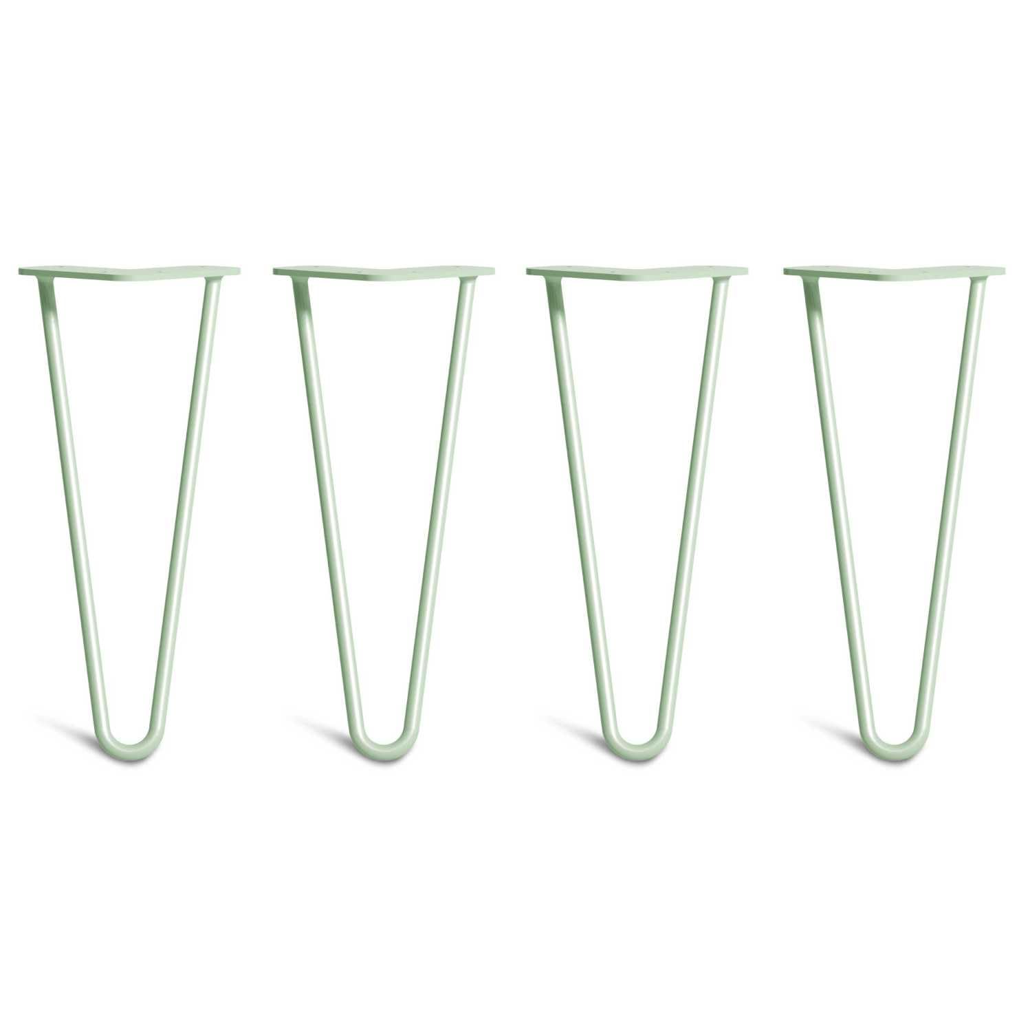 [HLC] 4 x Hairpin Table Legs – Superior Double Weld Steel Construction With Screws, Build Guide & Protector Feet Worth £8 Included! – 10mm Steel [12"/30cm,Pastel Green]