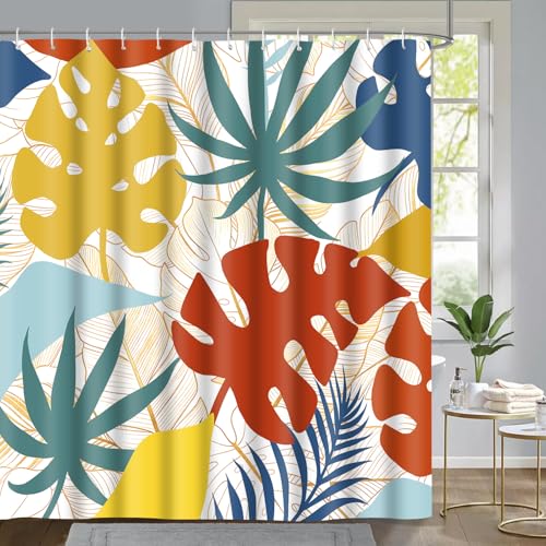 PAEOT Summer Tropical Leave Shower Curtain Colorful Orange Yellow Blue