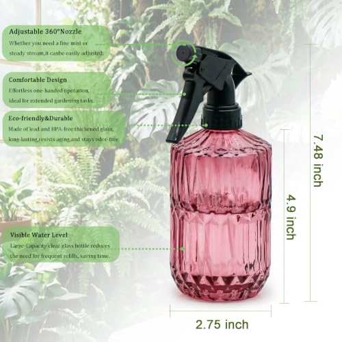 Image of OFFIDIX Glass Plant Mister 13.5 oz Fine Mist Plant Spray Bottle Amaranth