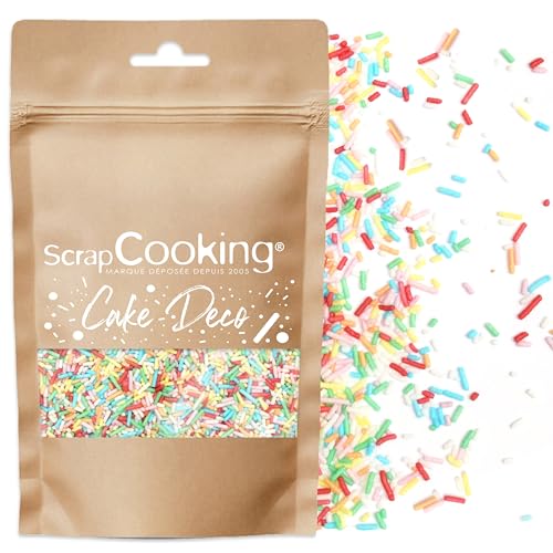 ScrapCooking - Décors Sucrés Vermicelles Multicolores 80 g - Confettis en Sucre Colorés – Décoration Alimentaire Pâtisserie, Desserts, Gâteaux,...