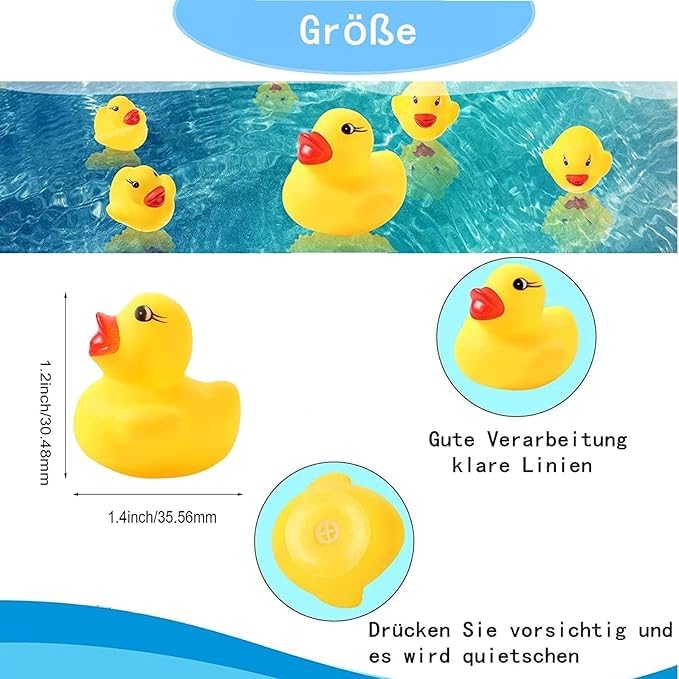 50 Anatre Di Gomma Per Bagno - Giocattoli Galleggianti E Cigolanti, Gialle, Per Feste