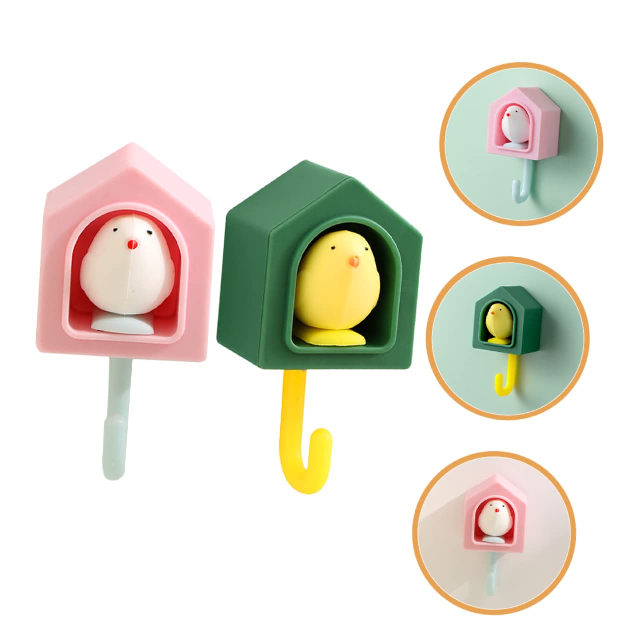 VASDEV 10 Ganchos Adhesivos creativos para pájaros, Ganchos para Colgar en la Pared, Objetos Colgantes sin Rastro Abs (Color Surtido x 2 Piezas 9,3 x 4,7 x 3,5 cm x 2 Piezas)