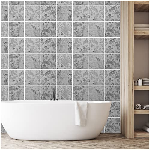 FoLIESEN Fliesenaufkleber für Bad, Küche, Badezimmer - Fliesen-Folie selbstklebend - Klebefliesen Beton-Wand Shabby, .:19.5x24.5 cm / 16-tlg. Set