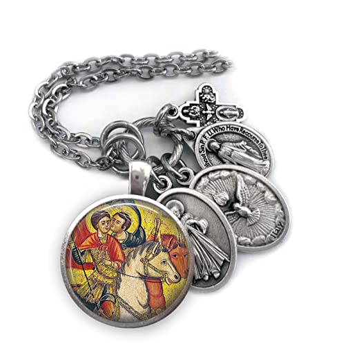 Saints Sergius and Bacchus Keychain, Necklace or Clip, Patron Saint