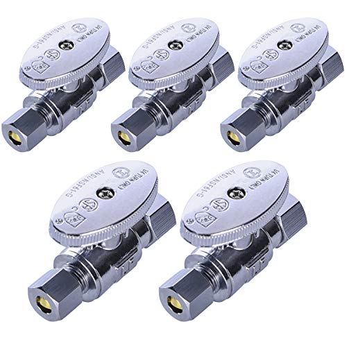 Image of Midline Valve 82314QS-OM-5 Add On Valve; Quarter Turn Wheel; 3 /8 in. COMP FIP x 1 /4 in. COMP MIP; Chrome Plated Brass (5 Pack)