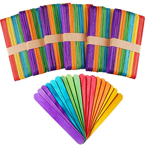 500 Pack 6 Inch Colored Craft Sticks Wooden Popsicle Sticks, Cbtone Bright Vibrant Colored Jumbo Wood Sticks Mixed Colors For Diy Craft Creative Designs Or Children Education #TOP15
