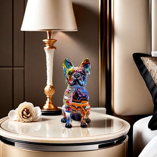 Escultura de bulldog francés colorida en resina 8 pulgadas miniatura 4