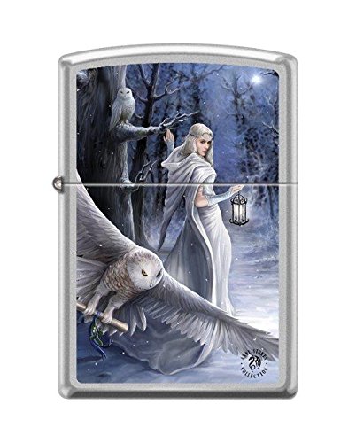 Zippo Anne Stokes-Woman & Owls Satin Chrome Lighter, 7423