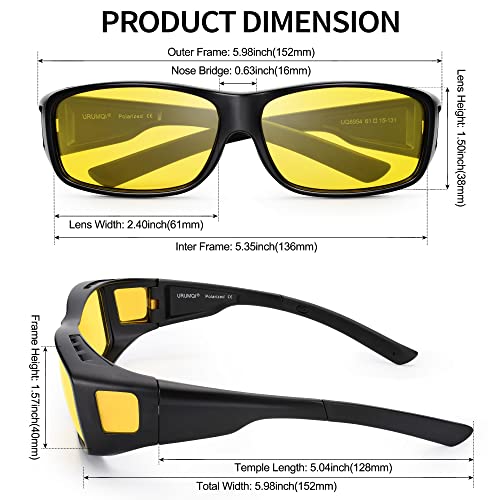 Image of URUMQI Night Vision Driving Glasses Fit Over Eyeglasses for Men Women