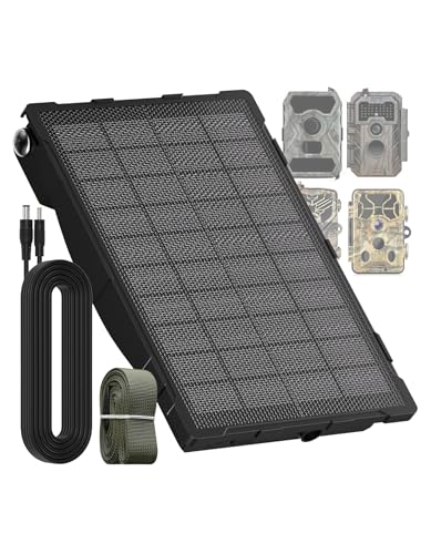 Augstci Solar Panel for Trail Camera - 6000mAh Battery 12V Output Compatible with Tactacam Reveal & Defend Cameras IP66 Waterproof Kit