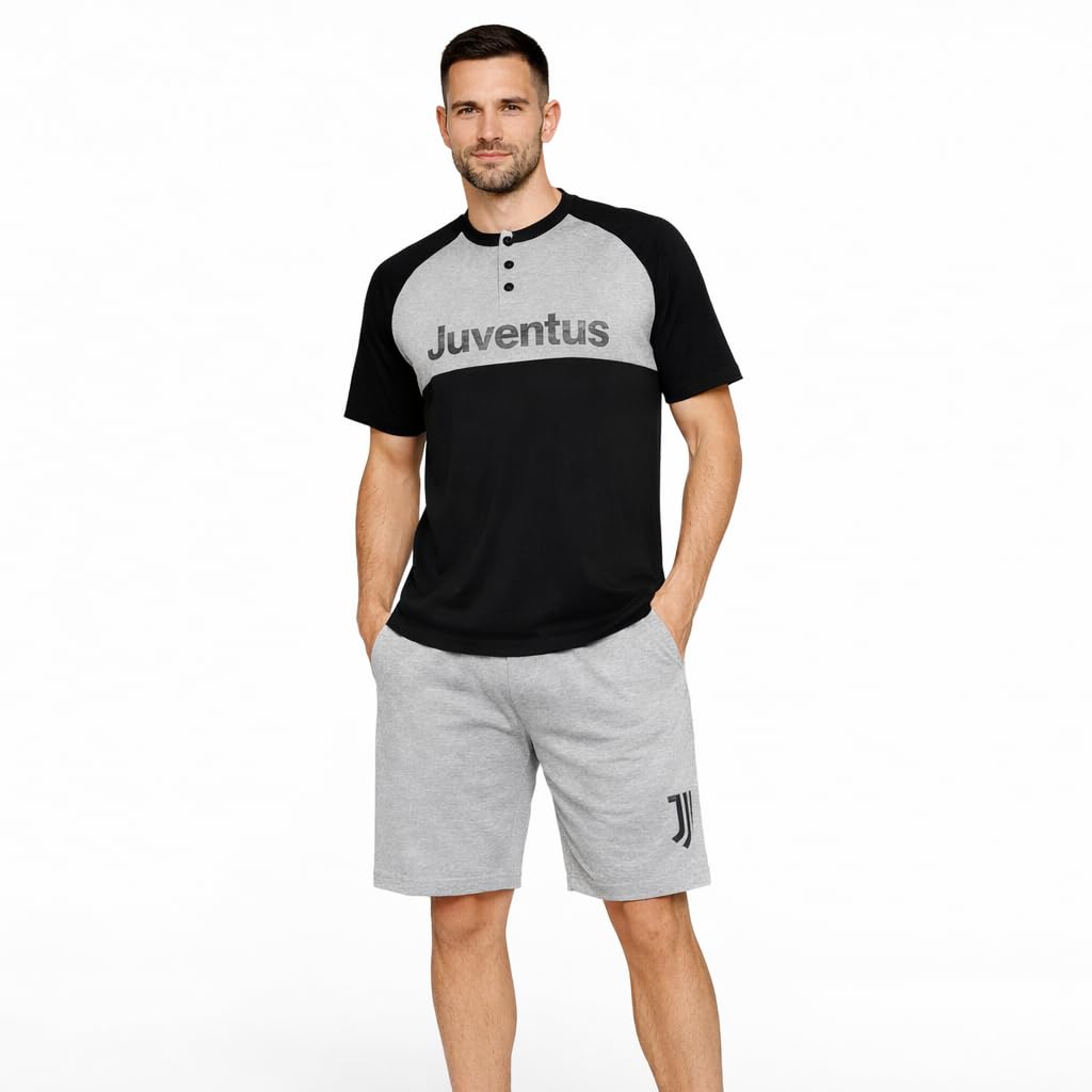 Pigiama Juve Maglietta e Pantaloncini Abbigliamento Tifosi Juventus FC Pigiama Bianco Nero Tifosi Juventini PS 30060