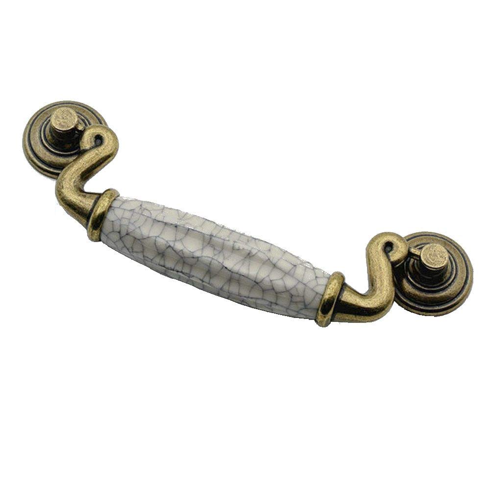 Poignée commode JCAKES réparer meuble ancien bronze antique céramique craquelée