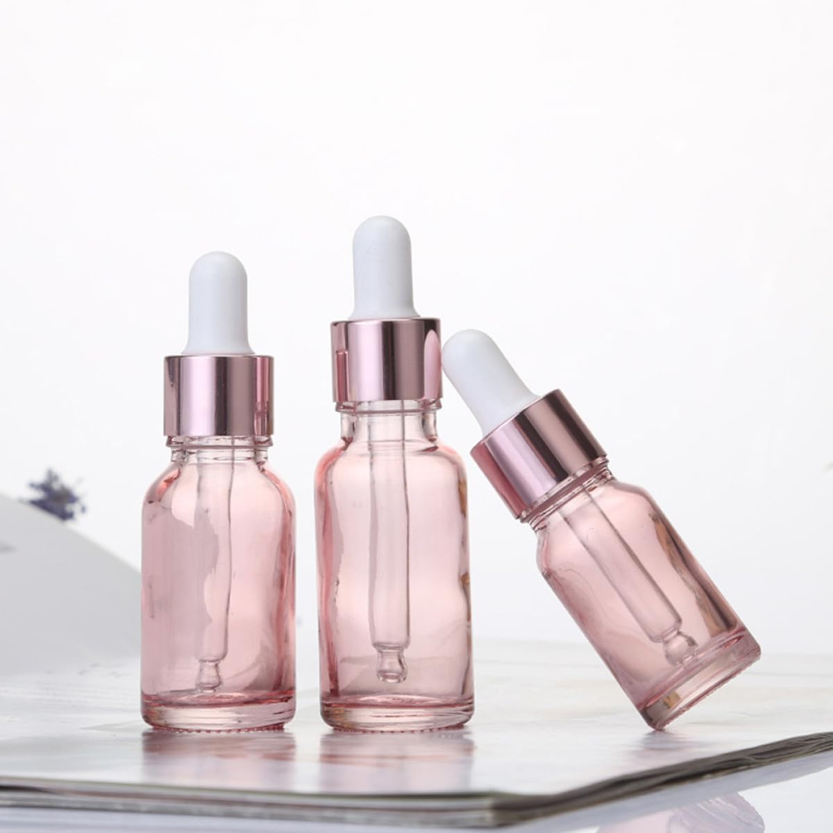 Lurrose Bottiglie Contagocce in Vetro Rosa da 30ml 30 Pezzi Pratiche e Portatili per Cosmetici Miscele Fatte a Mano e Profumi