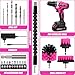 20V Pink Cordless Drill Set - Power Drill/Driver Kit with Drill Brush, Bit Set, 3/8