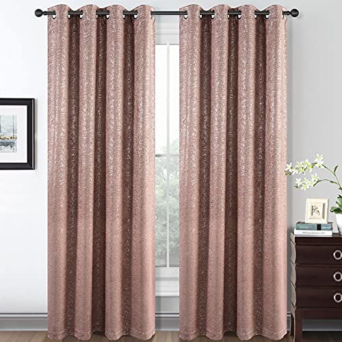 Lucky Rain Metallic Dot Blackout Curtains for Bedroom Window Curtain Panel Thermal Insulated Decorative Drapes for Living Room,2 Panels of 52''x84''