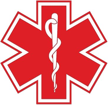 Star of Life Sticker Decal Die Cut - Red - 2" x 1.93"