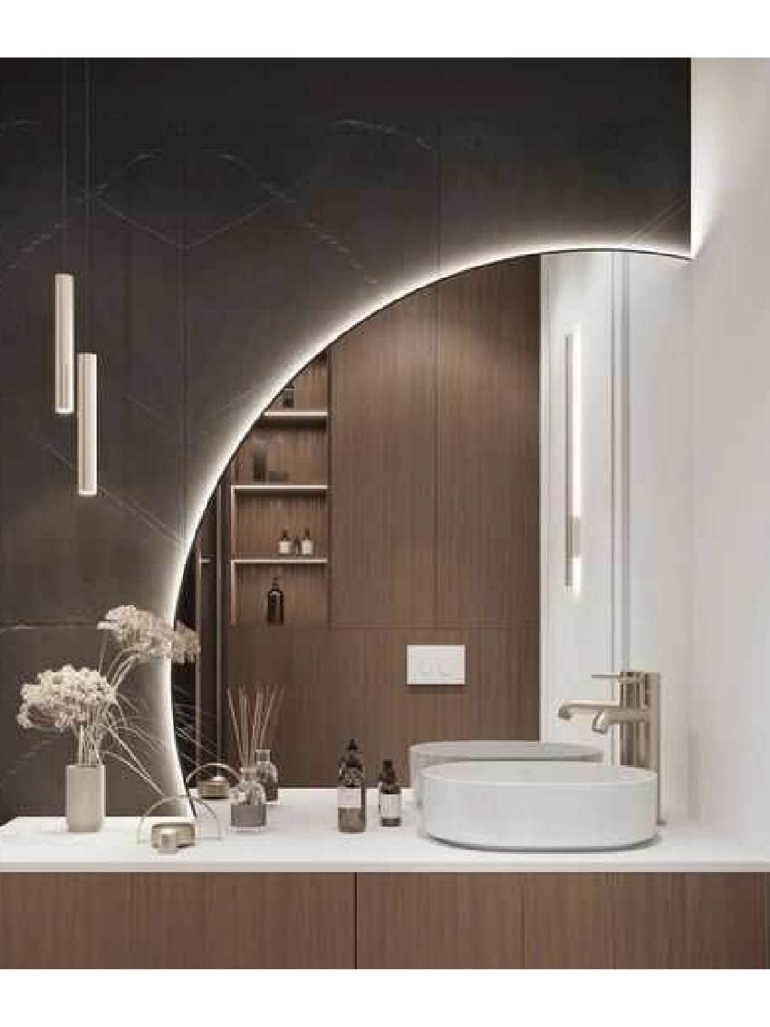 CustomGlass Espejo de Baño con iluminación Led Forma de Cuadrante Varias Medidas (Cuadrante 90x90 cm)