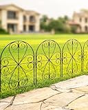 ARIFARO Metall Gartenzaun, 10 Paneele (59 cm H x 32 cm B), Gesamtlänge 3,2 m, Rostbeständig, Dekorative Grenze für Outdoor Garten & Yard, Kleine Tierbarriere, Schwarz