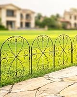 ARIFARO Metall Gartenzaun, 10 Paneele (59 cm H x 32 cm B), Gesamtlänge 3,2 m, Rostbeständig, Dekorative Grenze für Outdoor Garten & Yard, Kleine Tierbarriere, Schwarz