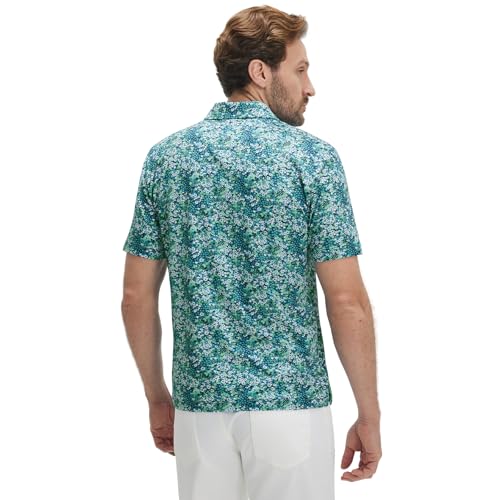 Image of M MAELREG Mens Golf Shirt Short Sleeve Dry Fit Print Moisture Wicking Performance Patterns Collared Polo Shirt