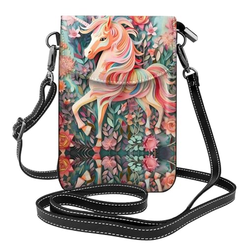 Pochette licorne rose avec bandoulière en matériau doux et confortable