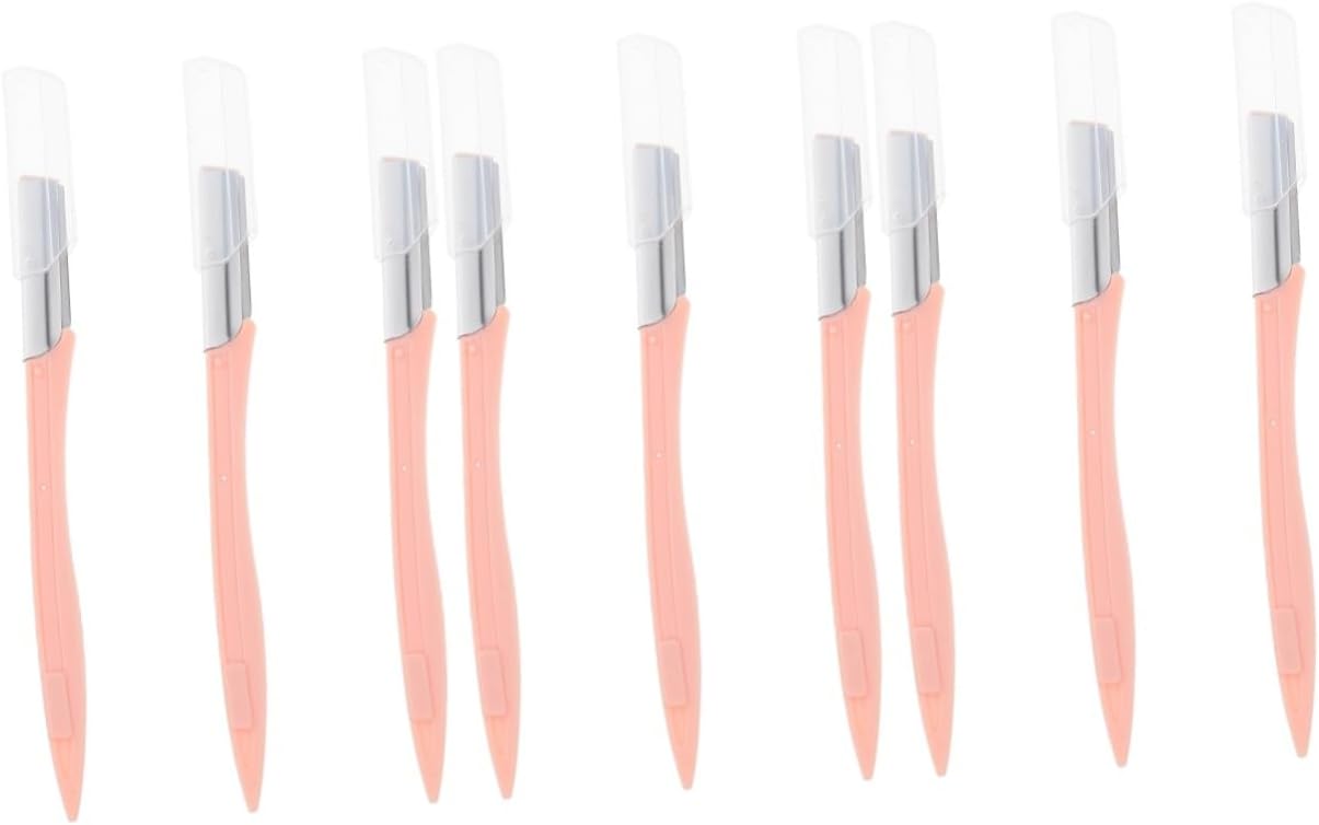 minkissy 9pcs Eyebrow Razors Handle Pink Facial Hair Remover for Precision Eyebrow Shaping and Trimming Portable and Lightweight Grooming Tool for Daily Use